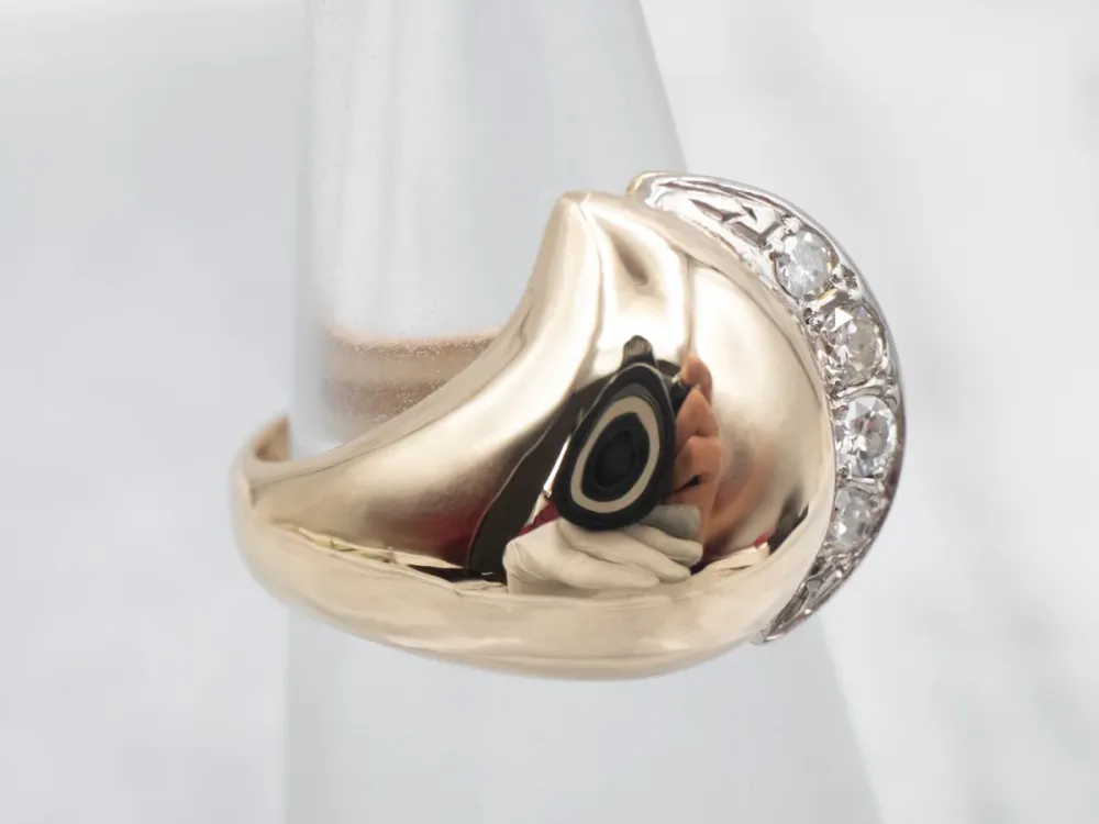 Modernist Domed Diamond Encrusted Ring met CE-Keurmerk