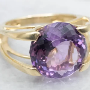 Modernist Round Cut Amethyst Statement Ring - DIN Norm