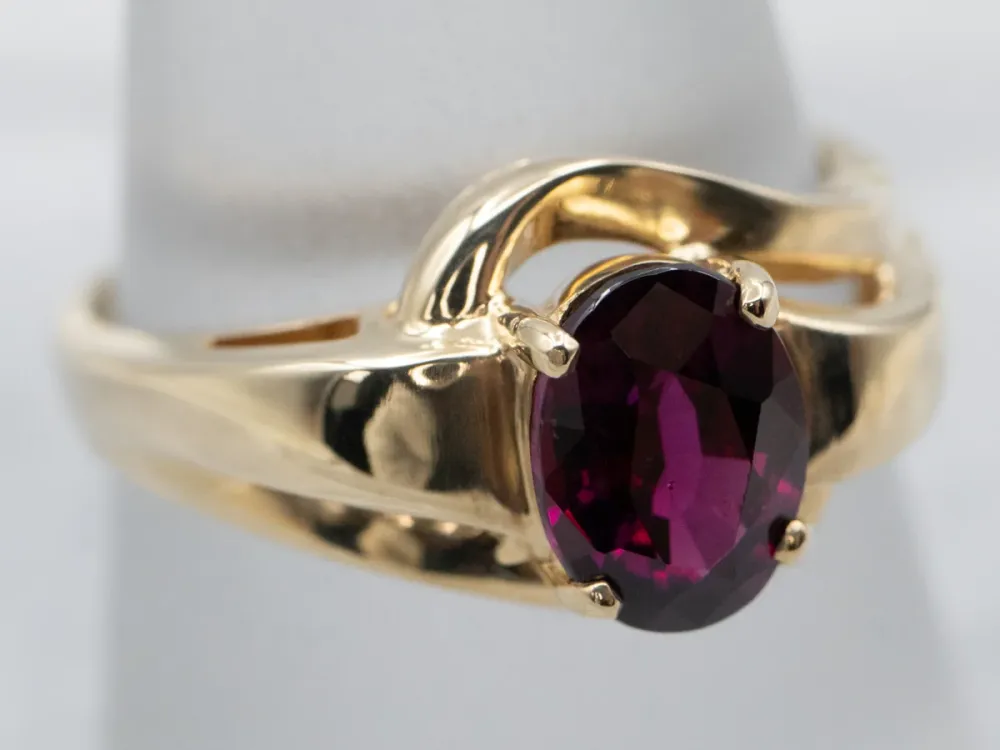 Nostalgisch Rhodolite Garnet Ring Yellow Gold