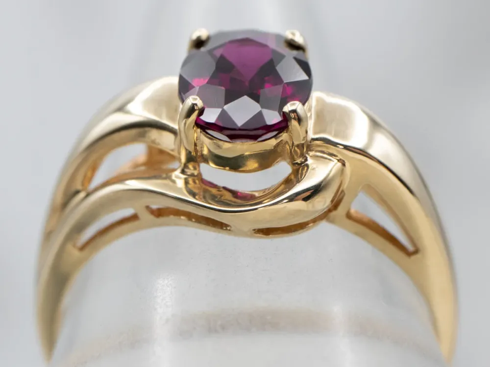 Nostalgisch Rhodolite Garnet Ring Yellow Gold