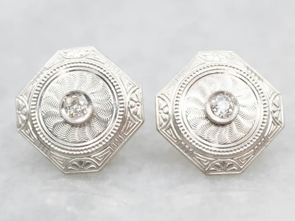 Old Mine Cut Diamond Cufflink Stud Earrings met CE-Keurmerk