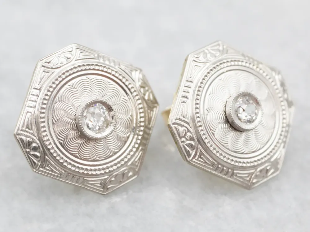 Old Mine Cut Diamond Cufflink Stud Earrings met CE-Keurmerk