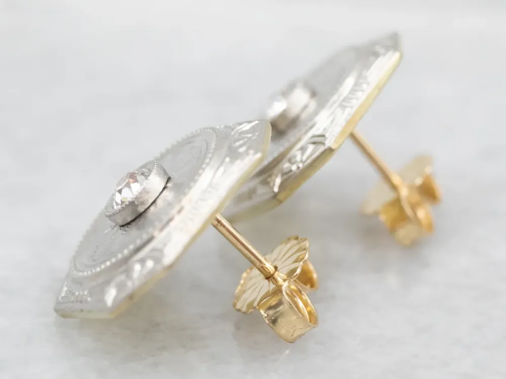 Old Mine Cut Diamond Cufflink Stud Earrings met CE-Keurmerk