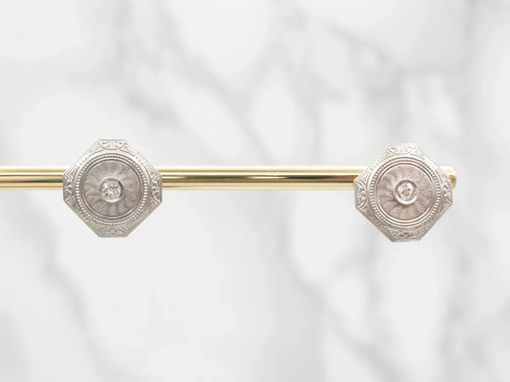 Old Mine Cut Diamond Cufflink Stud Earrings met CE-Keurmerk