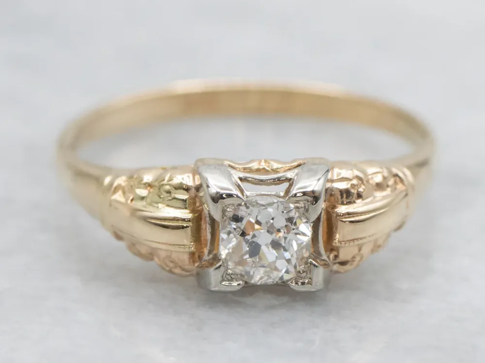 Old Mine Cut Diamond Vintage Era Engagement Ring