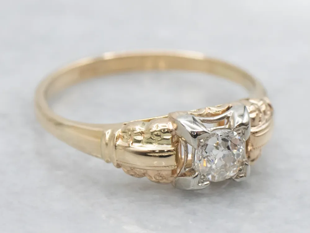 Old Mine Cut Diamond Vintage Era Engagement Ring