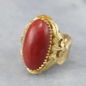 Ornate Coral 18K Gouden Statement Ring met CE-Keurmerk