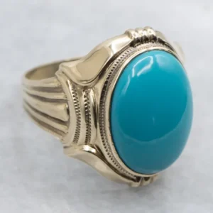 Ostby and Barton Turquoise and Goud Statement Ring met CE-Keurmerk