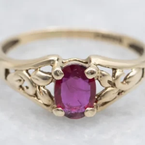 Oud Botanical Gold Ruby Solitaire Ring