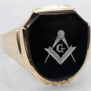 Oud Gold Black Onyx Masonic Ring