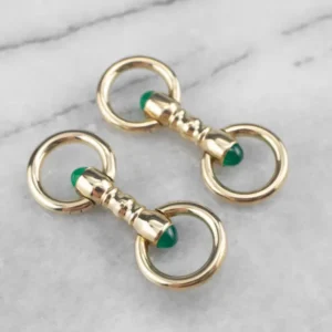 Oud Green Onyx Cufflinks Yellow Gold