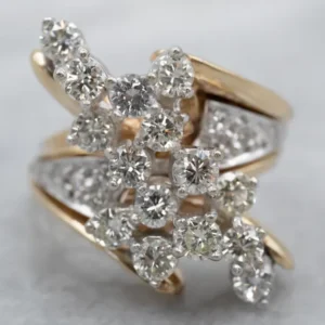 Ouderwets Diamond Cluster Bypass Ring