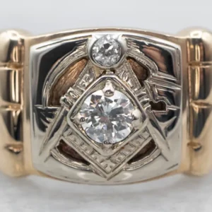 Ouderwets Era Old Mine Cut Diamond Men's Masonic Ring
