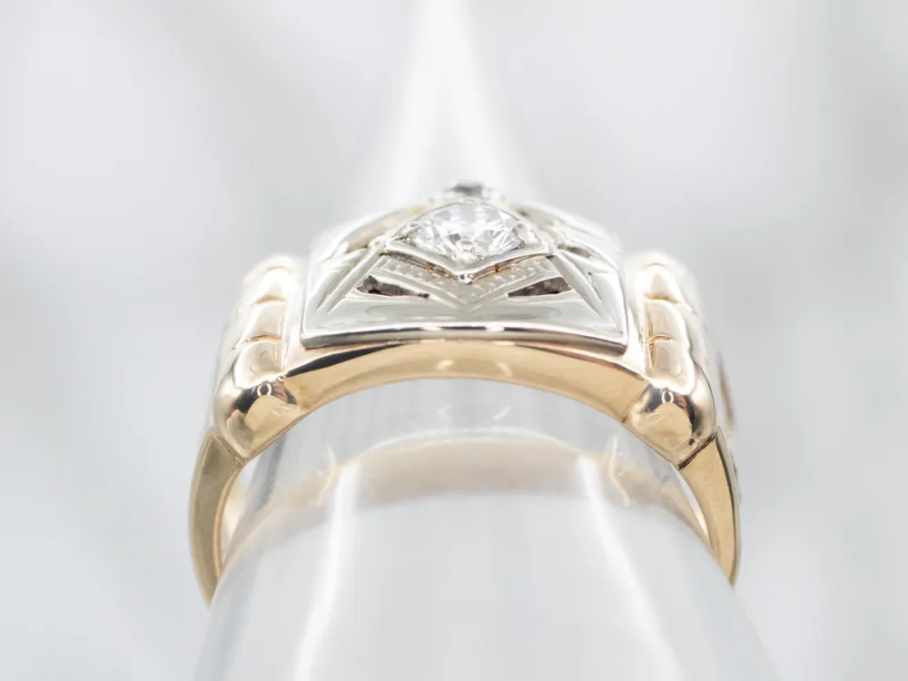Ouderwets Era Old Mine Cut Diamond Men's Masonic Ring