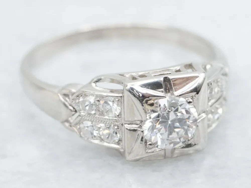Ouderwets Era Platinum Diamond Engagement Ring met CE-Keurmerk