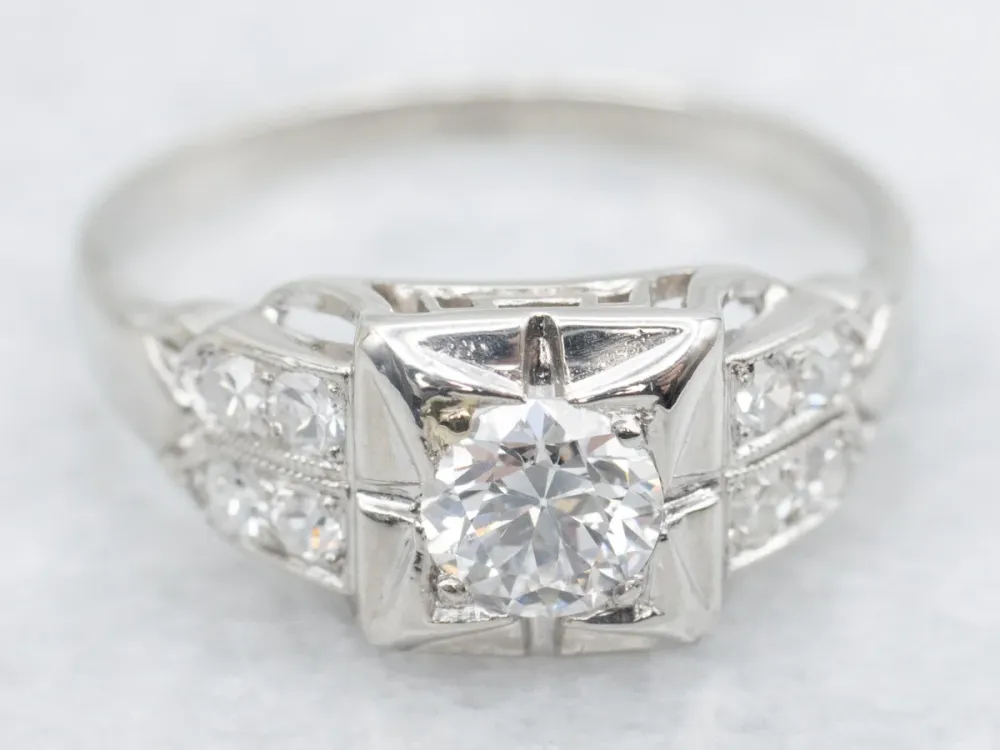 Ouderwets Era Platinum Diamond Engagement Ring met CE-Keurmerk