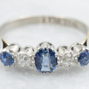 Ouderwets Sapphire and European Cut Diamond Ring