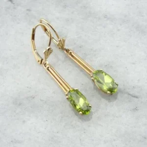 Peridot Drop Earrings Antique Mountings - DIN Norm