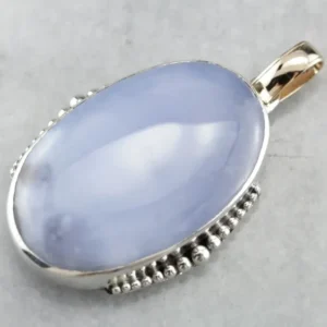 Periwinkle Blue Agate Mixed Metaal Pendant