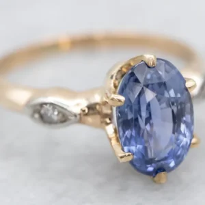 Periwinkle Sapphire and Diamond Ring - DIN Norm