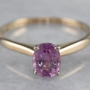 Pink Sapphire Goud Solitaire Engagement Ring