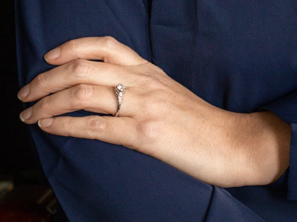 Platinum 1920's European Cut Diamond Engagement Ring met CE-Keurmerk