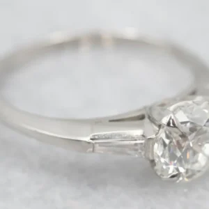 Platinum Diamond Engagement Ring Baguette Diamond Accents