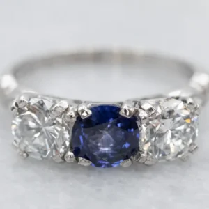 Platinum Klassiek Era Sapphire and Diamond Ring - DIN Norm