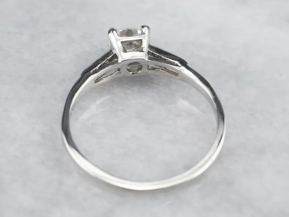 Platinum Retro Round Brilliant Diamond Engagement Ring