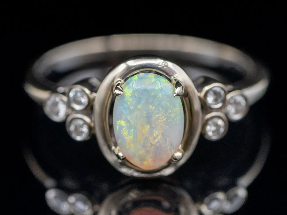 Polished Gold Actueel Opal and Diamond Ring