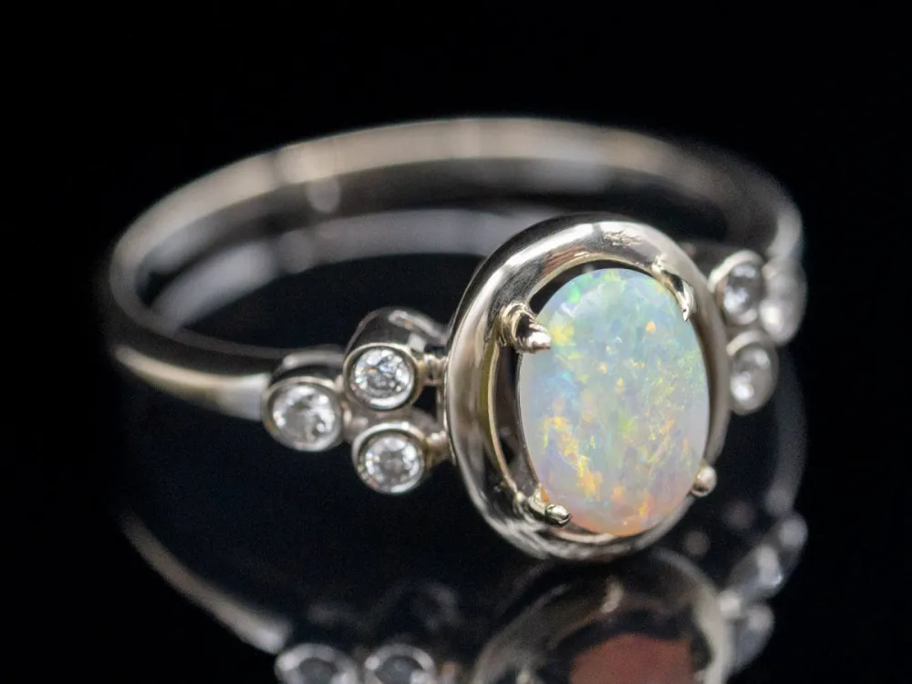 Polished Gold Actueel Opal and Diamond Ring