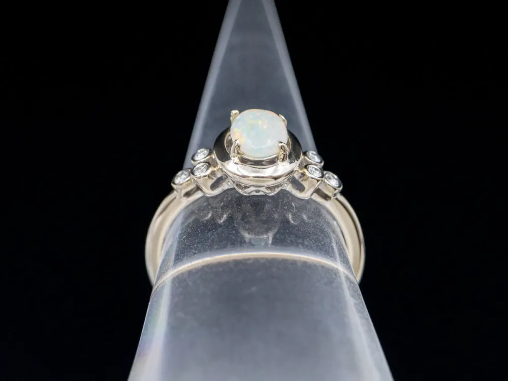 Polished Gold Actueel Opal and Diamond Ring
