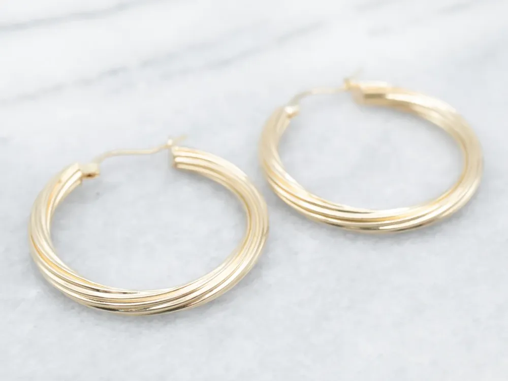Polished Gold Extensief Twisted Hoop Earrings met CE-Keurmerk