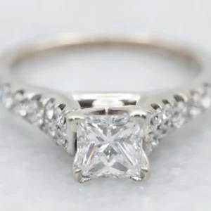 Polished Princess Cut Diamond Engagement Ring