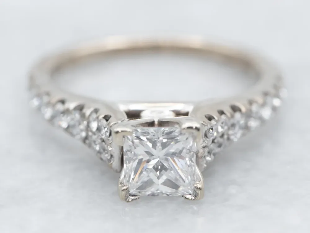 Polished Princess Cut Diamond Engagement Ring