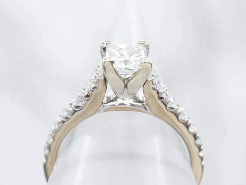 Polished Princess Cut Diamond Engagement Ring