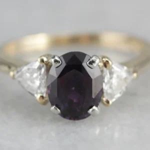 Purple Sapphire and Diamond Anniversary Ring