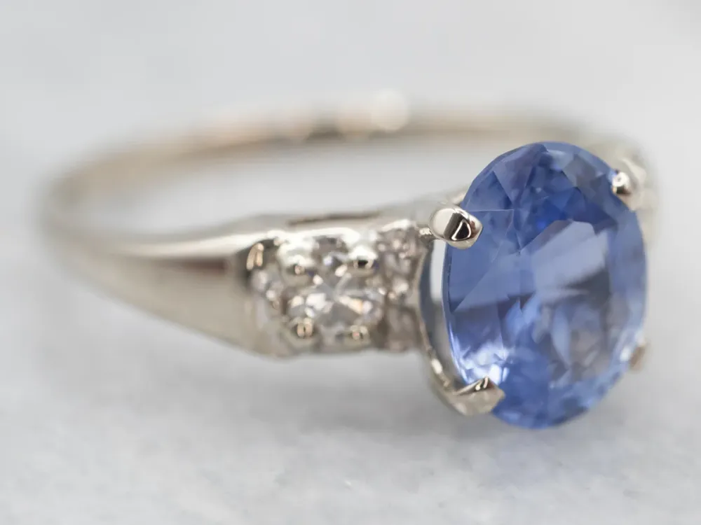 Retro 1950s Sapphire and Diamond Engagement Ring