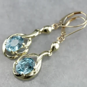 Retro Blue Zircon Drop Earrings