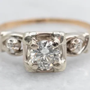 Retro Diamond Engagement Ring Illusion Head
