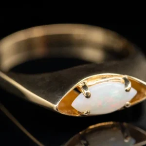 Retro East to West Marquise Cut Australian Opal Ring