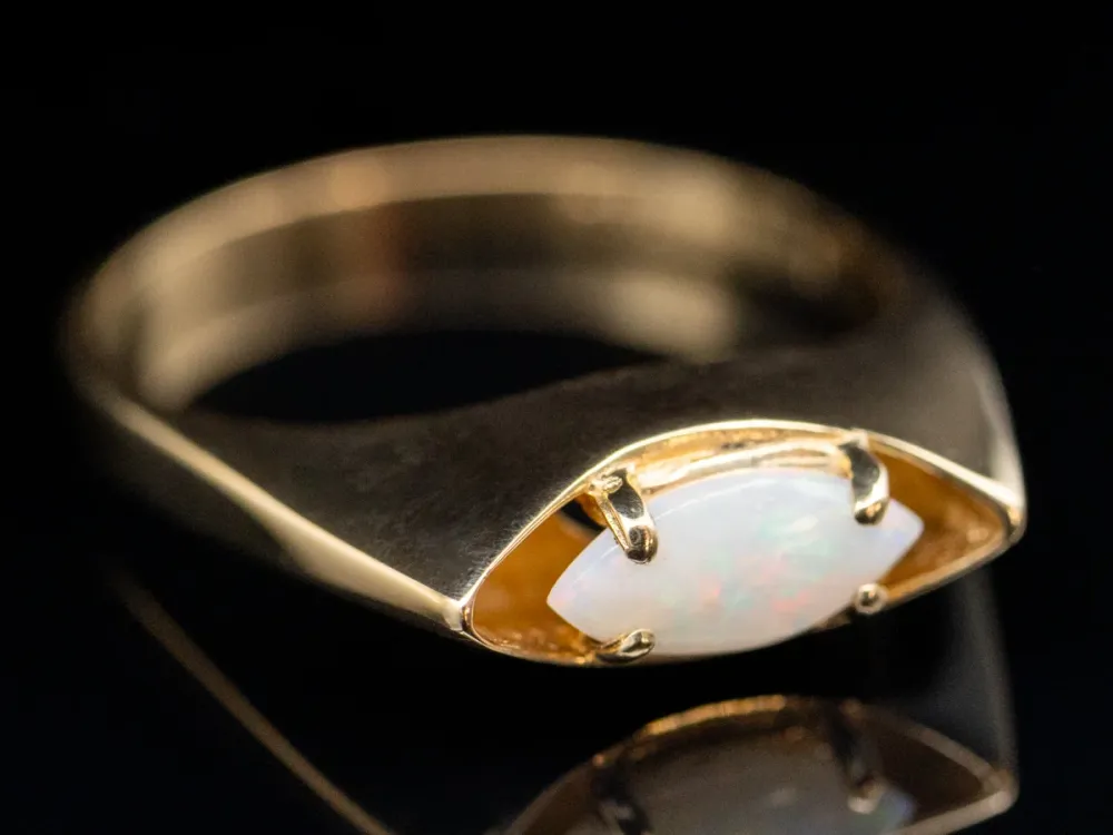 Retro East to West Marquise Cut Australian Opal Ring