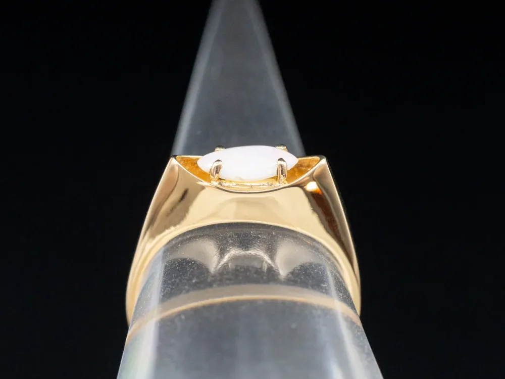 Retro East to West Marquise Cut Australian Opal Ring