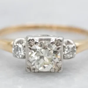 Retro Era European Cut Diamond Engagement Ring