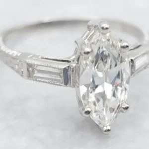 Retro Era Marquise-Cut Diamond Engagement Ring