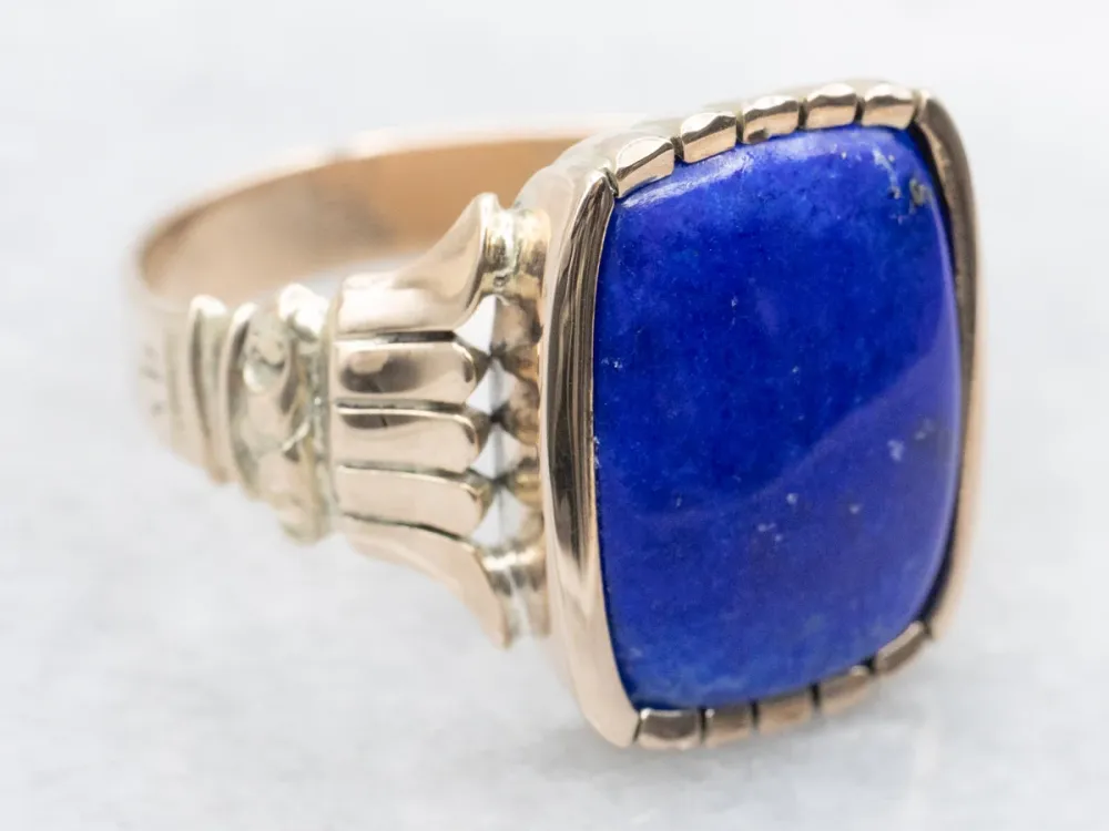 Retro Gold Men's Lapis Lazuli Ring