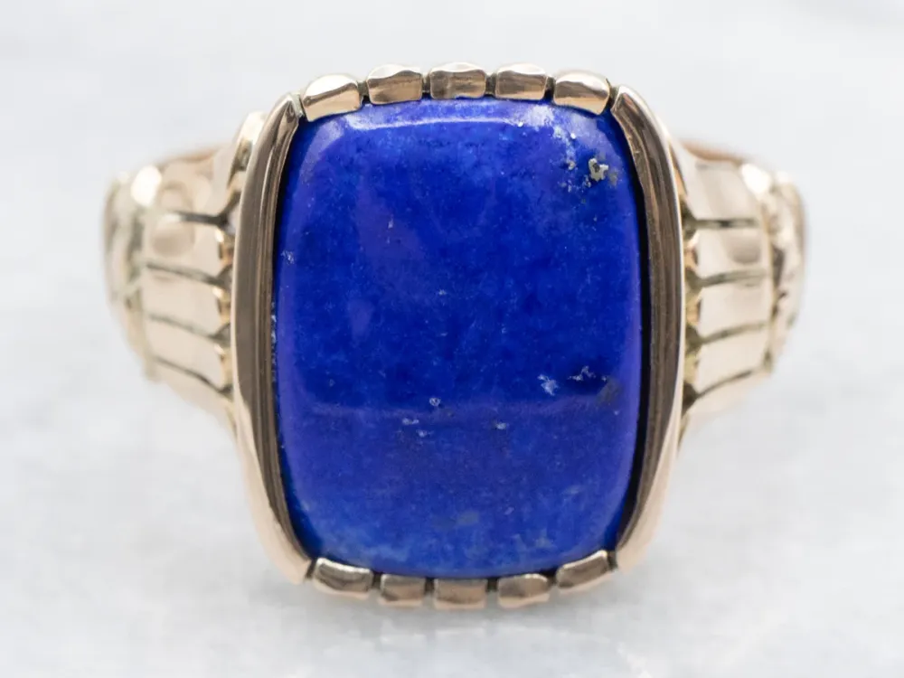 Retro Gold Men's Lapis Lazuli Ring