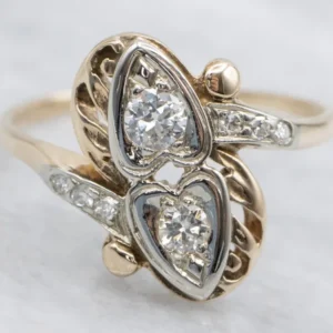 Retro Sweetheart Diamond Bypass Ring