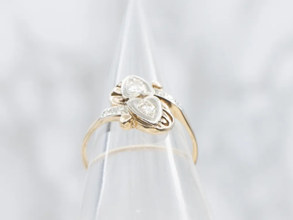 Retro Sweetheart Diamond Bypass Ring