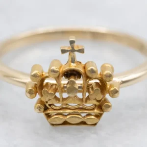 Retro Yellow Gold Royal Crown Ring